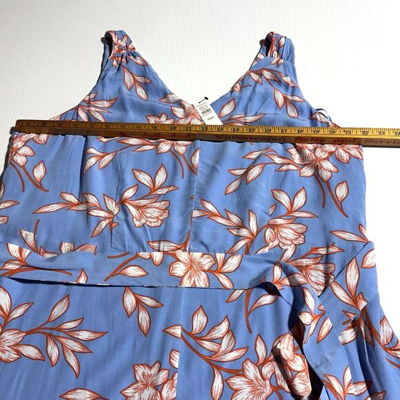 Talbots Dress Size 16 WP Petite Sleeveless Tie Belt Blue Floral Hibiscus NWT - Picture 5 of 11
